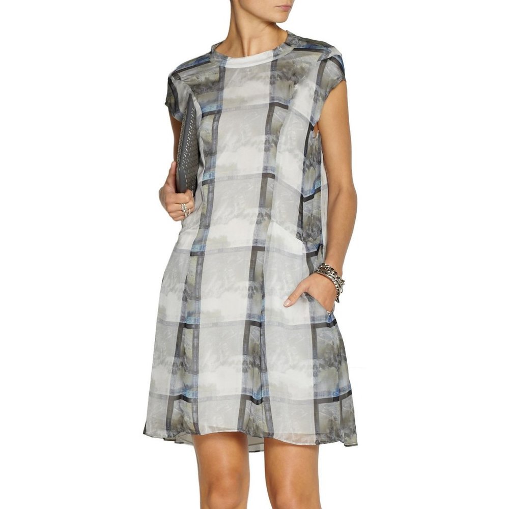 Theyskens' Theory Silk Deden Illusion Print Dress